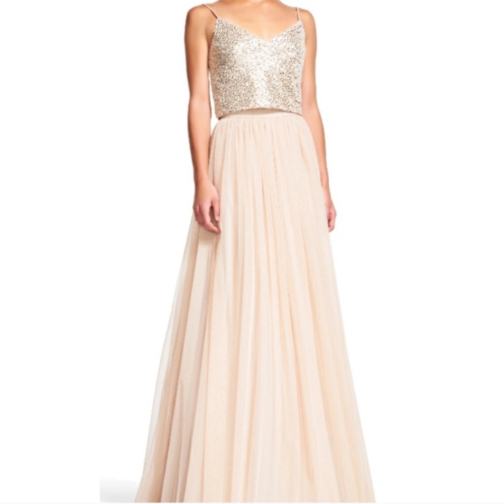 Adrianna Papell nude two piece sequin dress